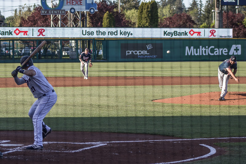 Batter just about to swing at a baseball