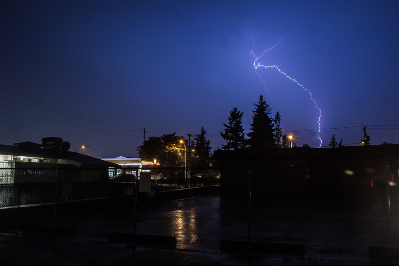 A photo of lightning striking.